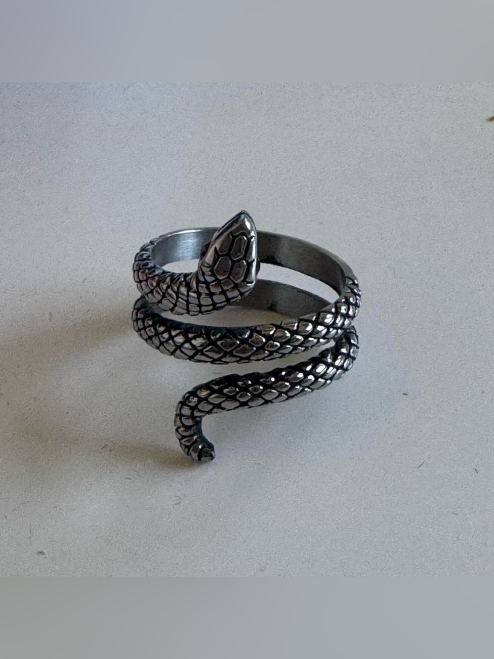 Silver Snake Wrap Reptile Ring - Sleek Silver Coil Design